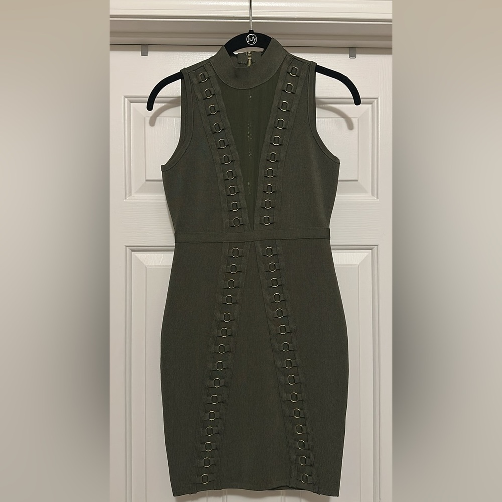 Guess Olive Mini Dress with Grommet Details